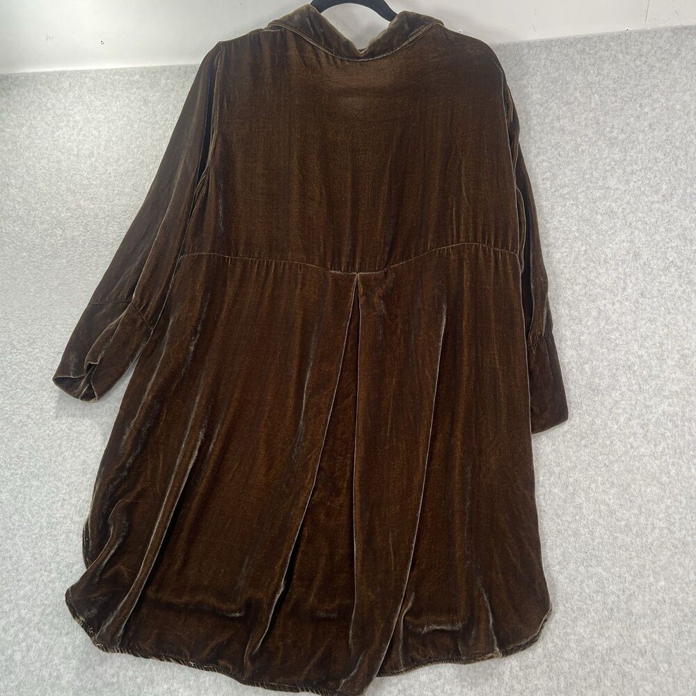 Cut Loose Velvet Easy Shirt Tunic Top Large Brown Silk Rayon Button lagenlook - Picture 13 of 13